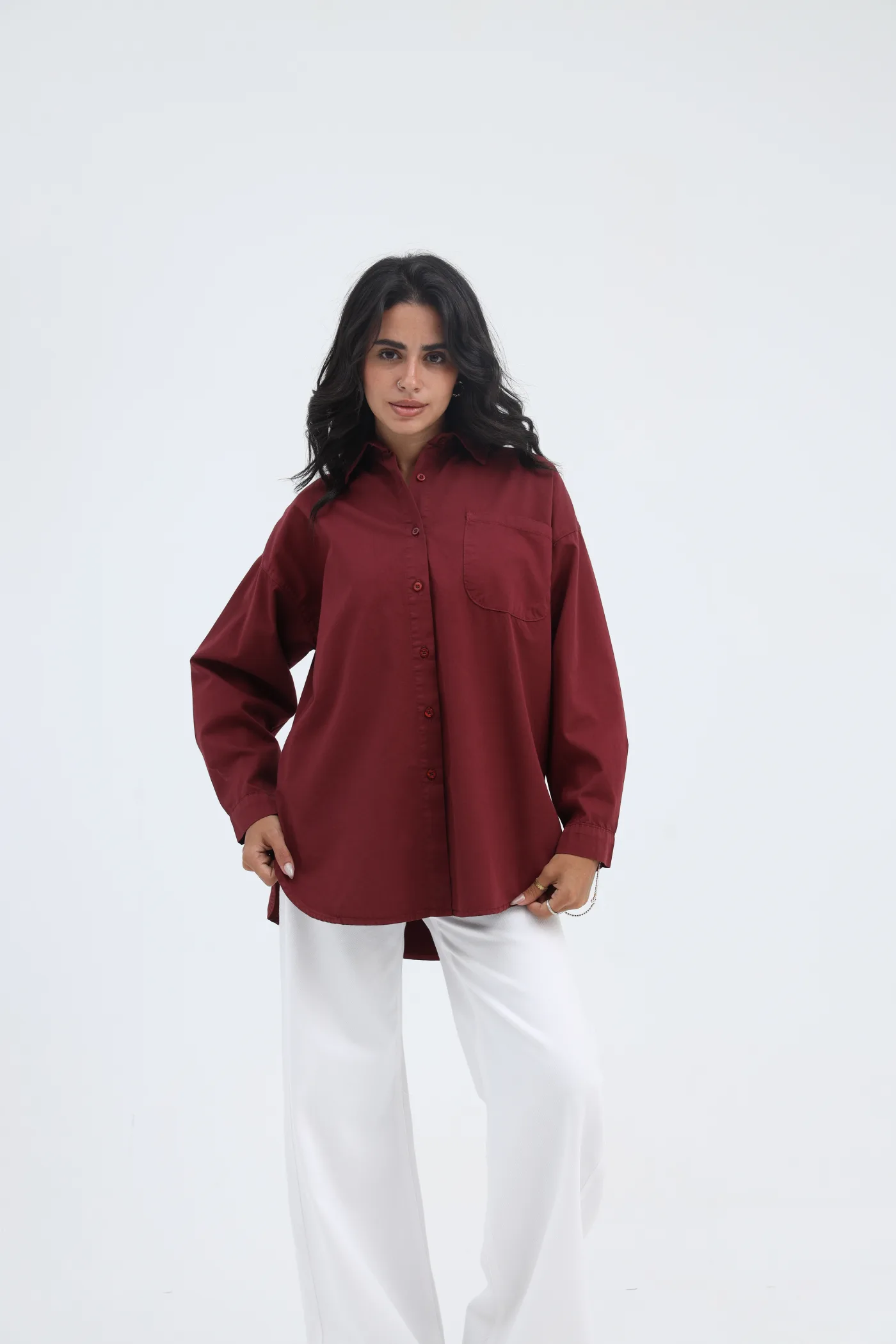 Gabardine Shirt with Back Pleat