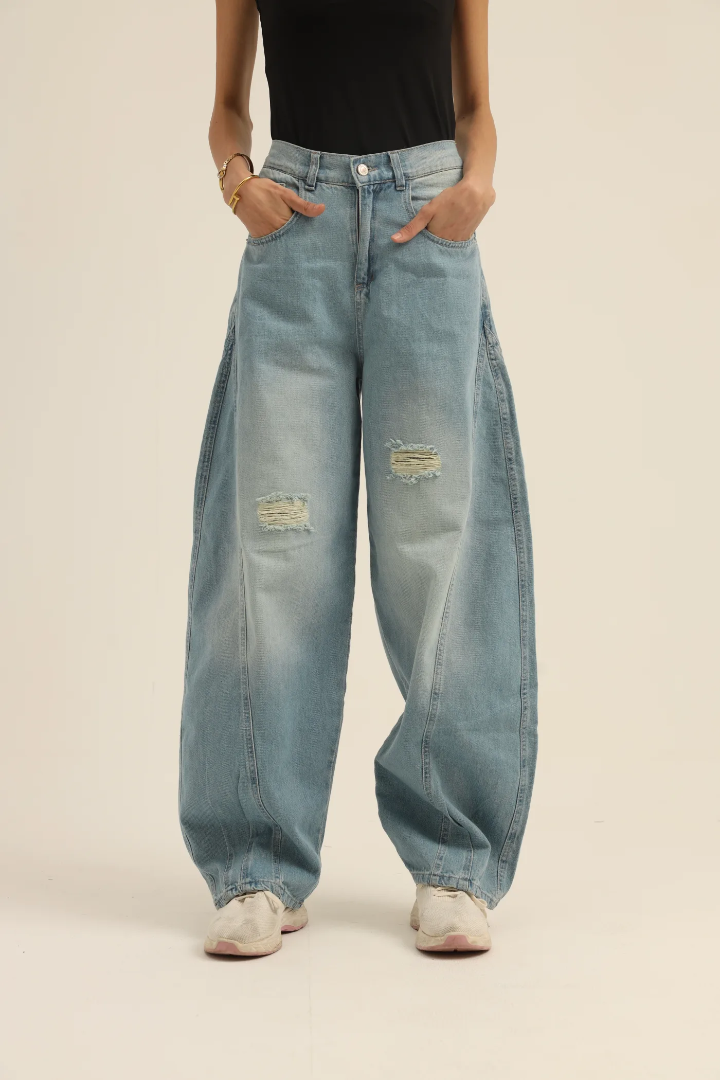 Denim Parachute Pants