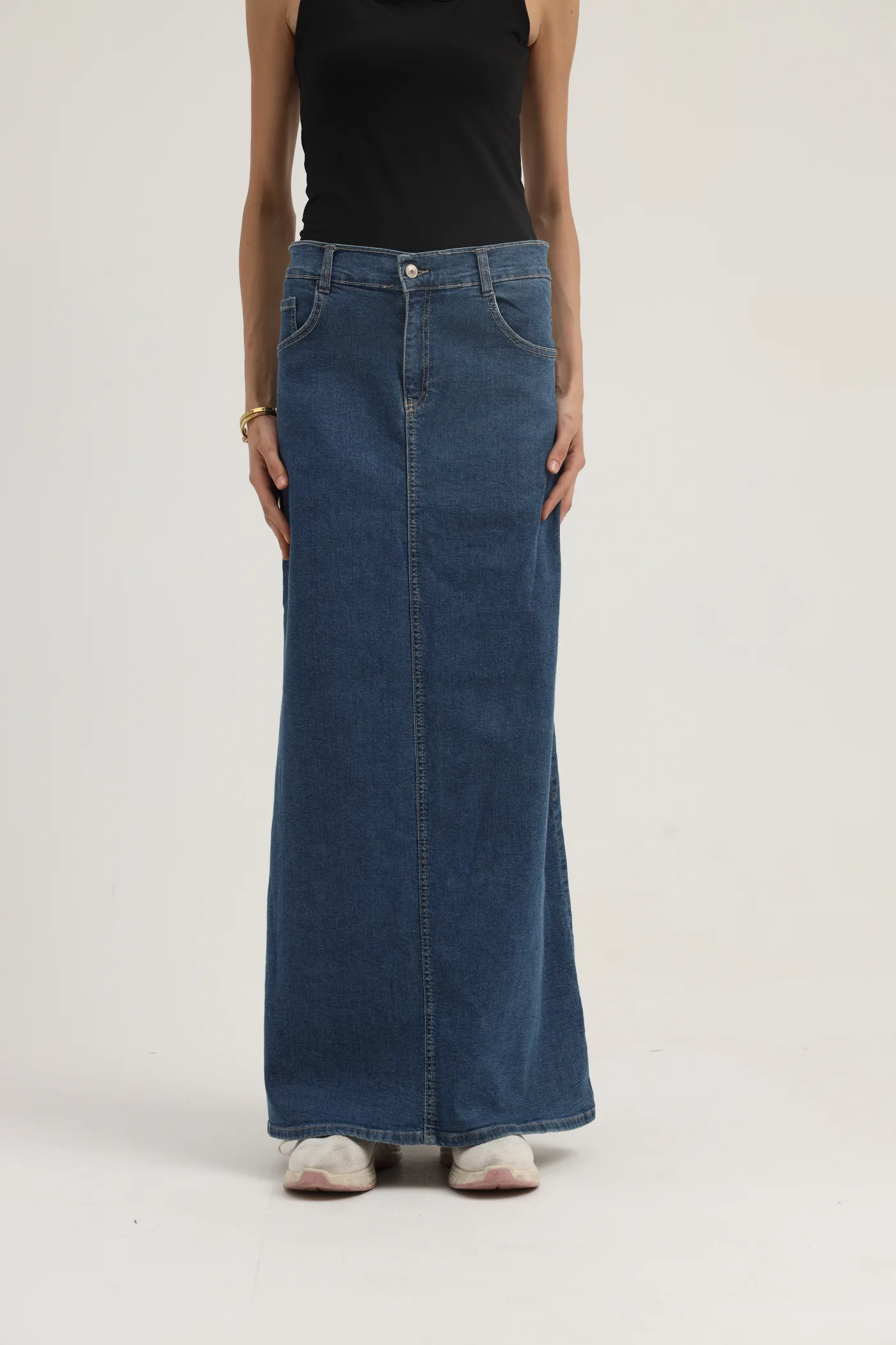 Pleated Denim Skirt
