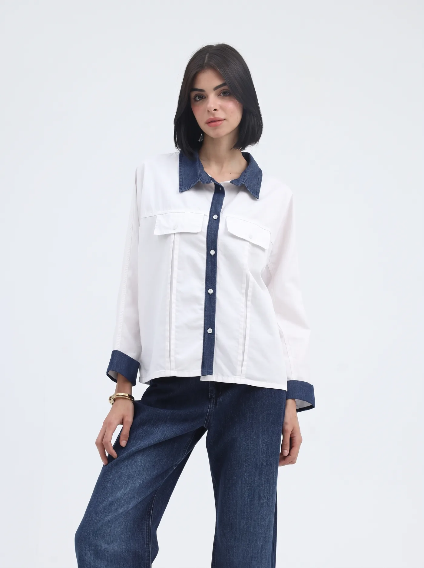 Gabardine Shirt with Raglan Sleeves